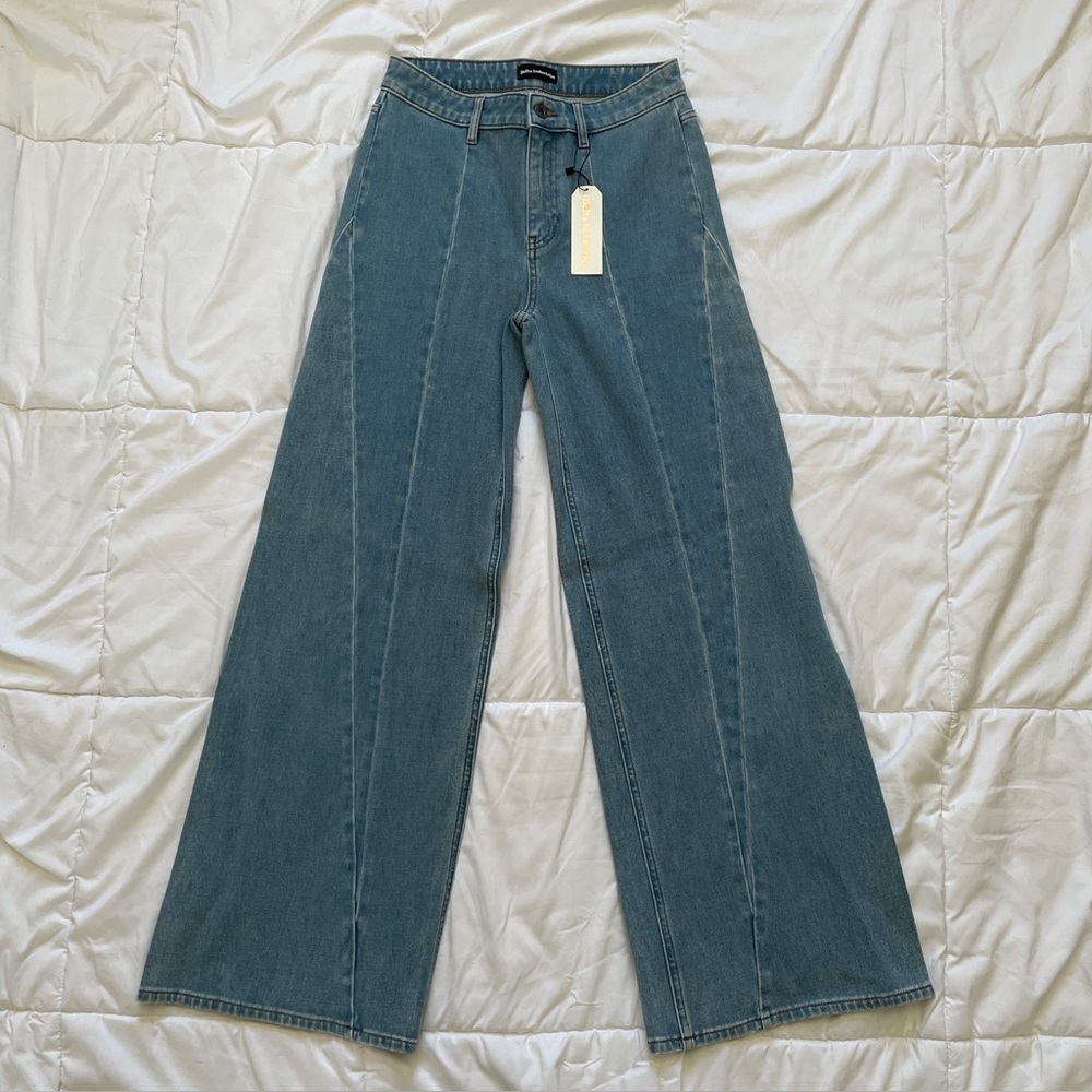 Delta Industries Jeans Paneled Wide Leg High Rise Medium Wash Women's 26 x 30
